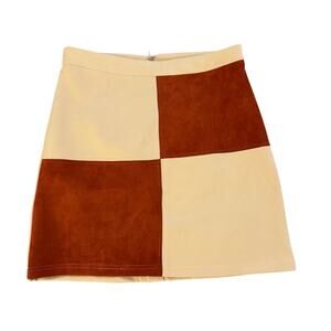 L. Love Color Block Suede Mini Skirt